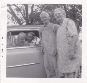 Grandma and Grandpa New, me and dad 1957